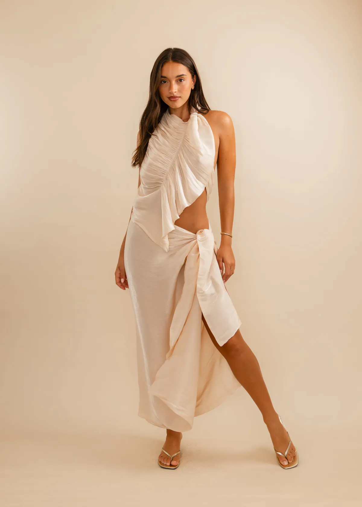 Bobbies Top & Maxi Skirt Cream & Gold Size S / AU 8 by Koster Kulture