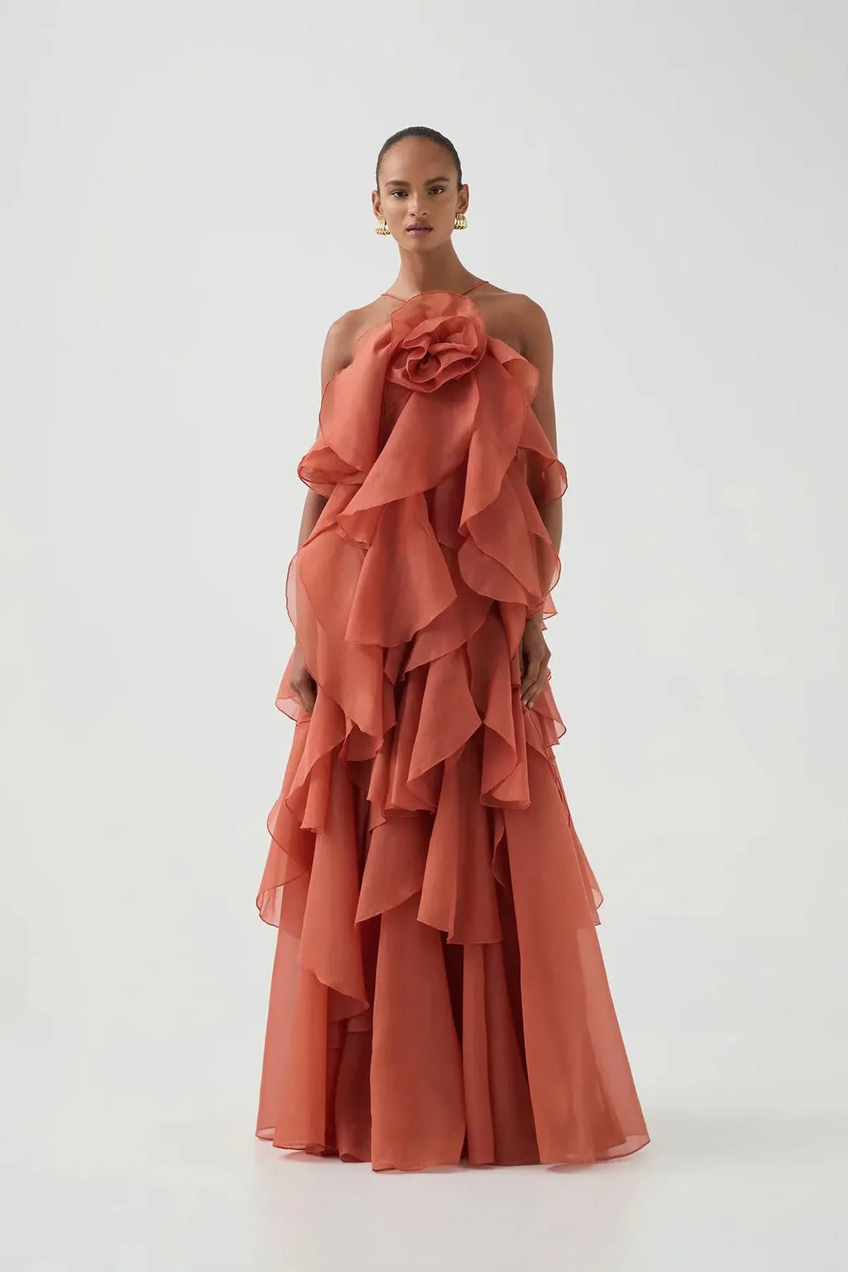 Pandorea Layered Maxi Dress Coral Orange Size 6, 10, 14 & 16 by Aje