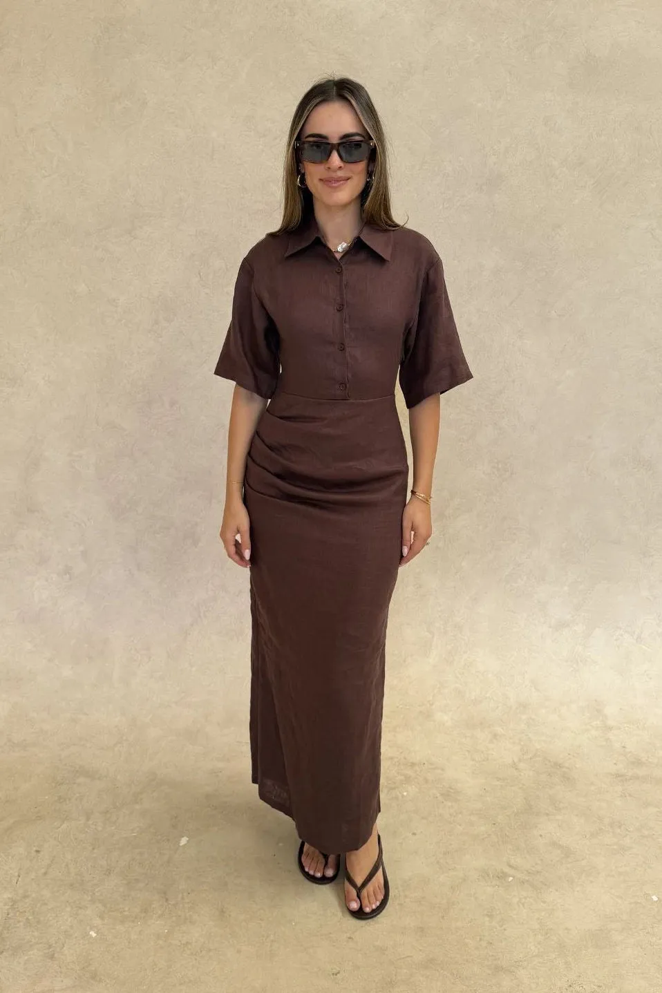 Lefka Midi Dress Brown Size 16 by Sneaky Link