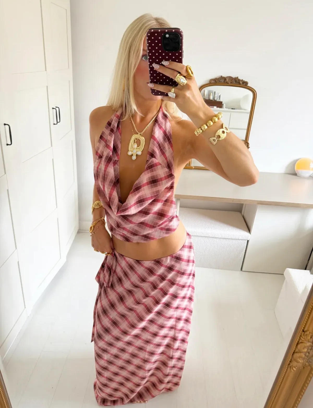Amalfi Top & Skirt Set Pink Size S / AU 8 by Desero Jacare