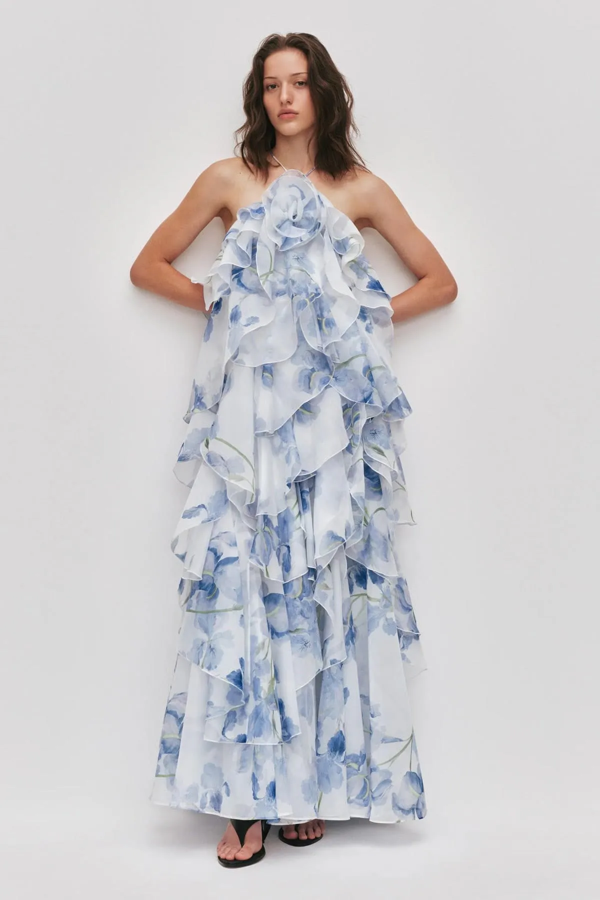 Pandorea Layered Maxi Dress Iris Blue Size 12 by Aje