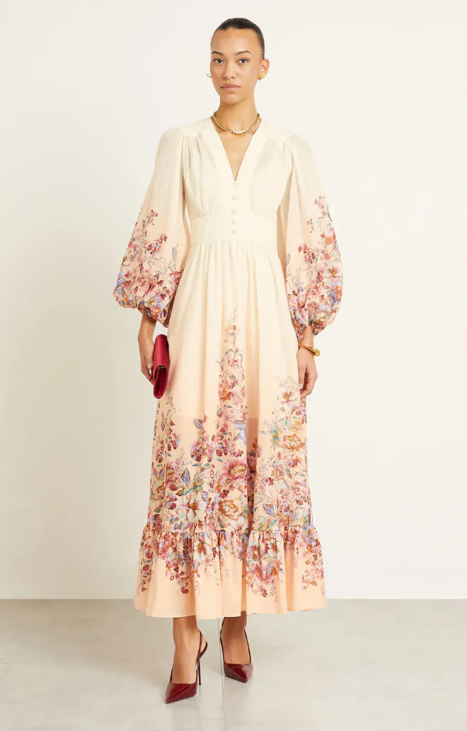 Awaken Plunge Maxi Dress White & Print Size 1 / AU 10 by Zimmermann