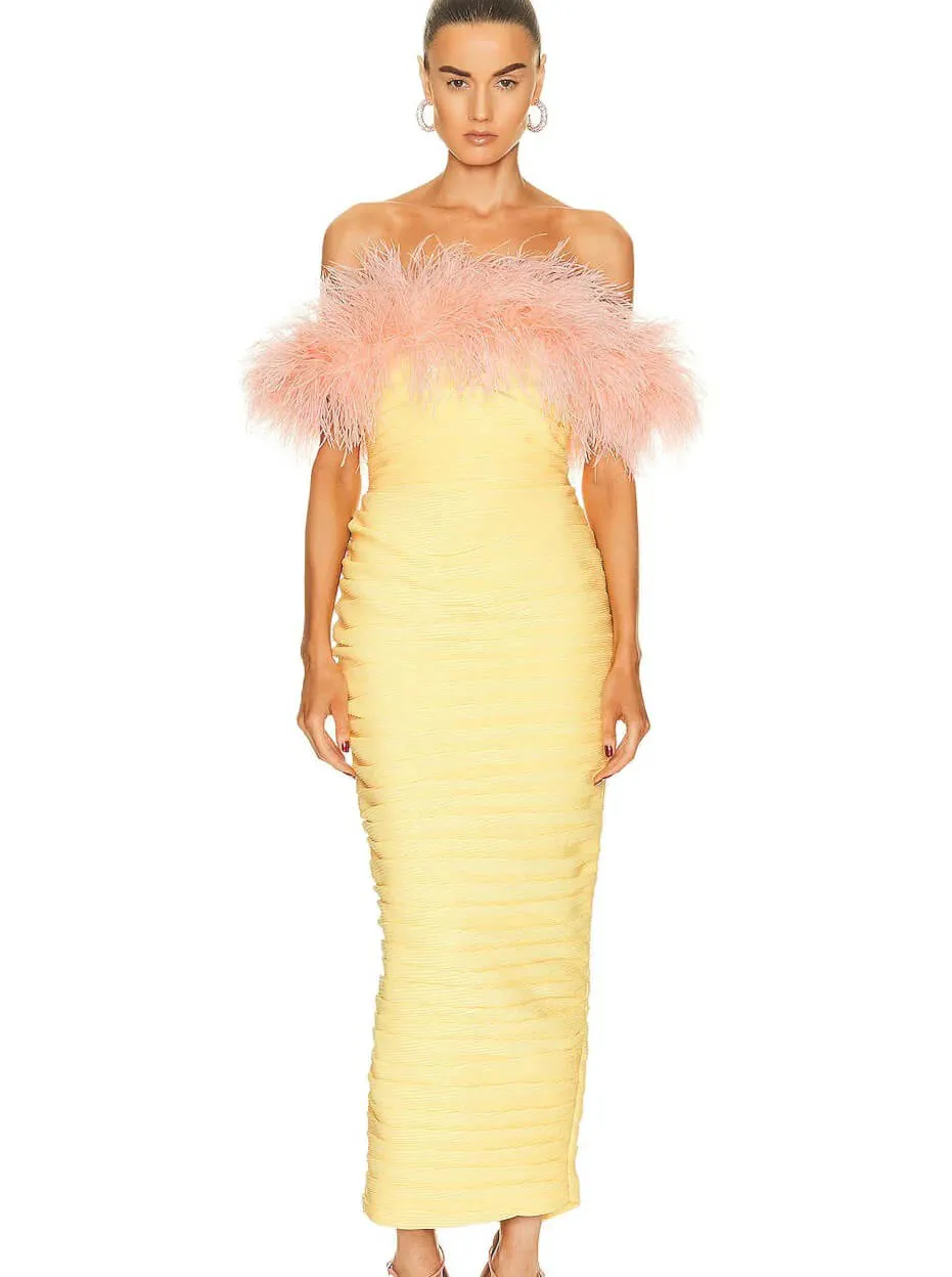 Zion Midi Dress Lemon Yellow Size 1 / AU 8 by Rachel Gilbert