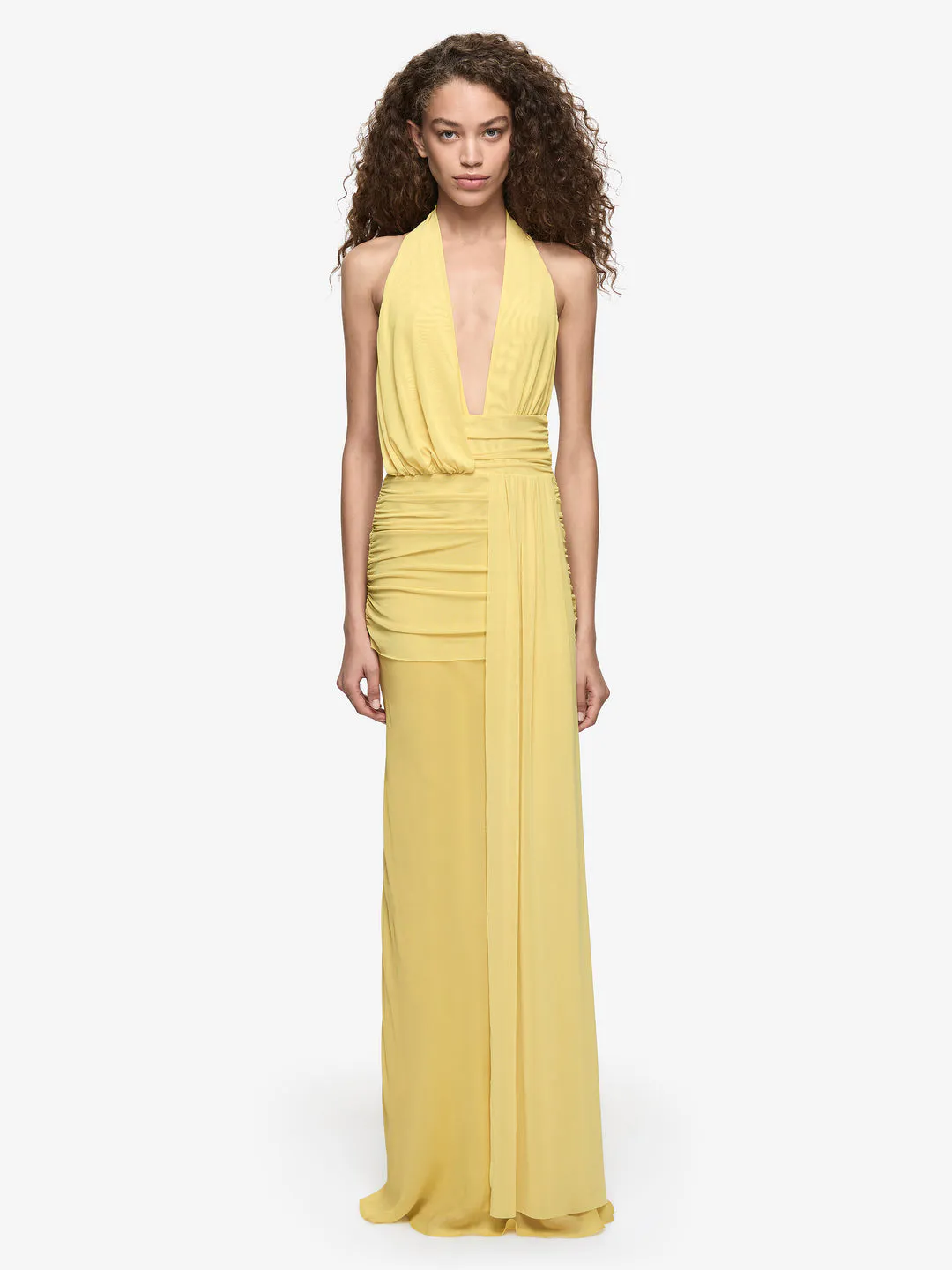 Cassis Drape Maxi Dress Citron Yellow Size 8 by Bec & Bridge