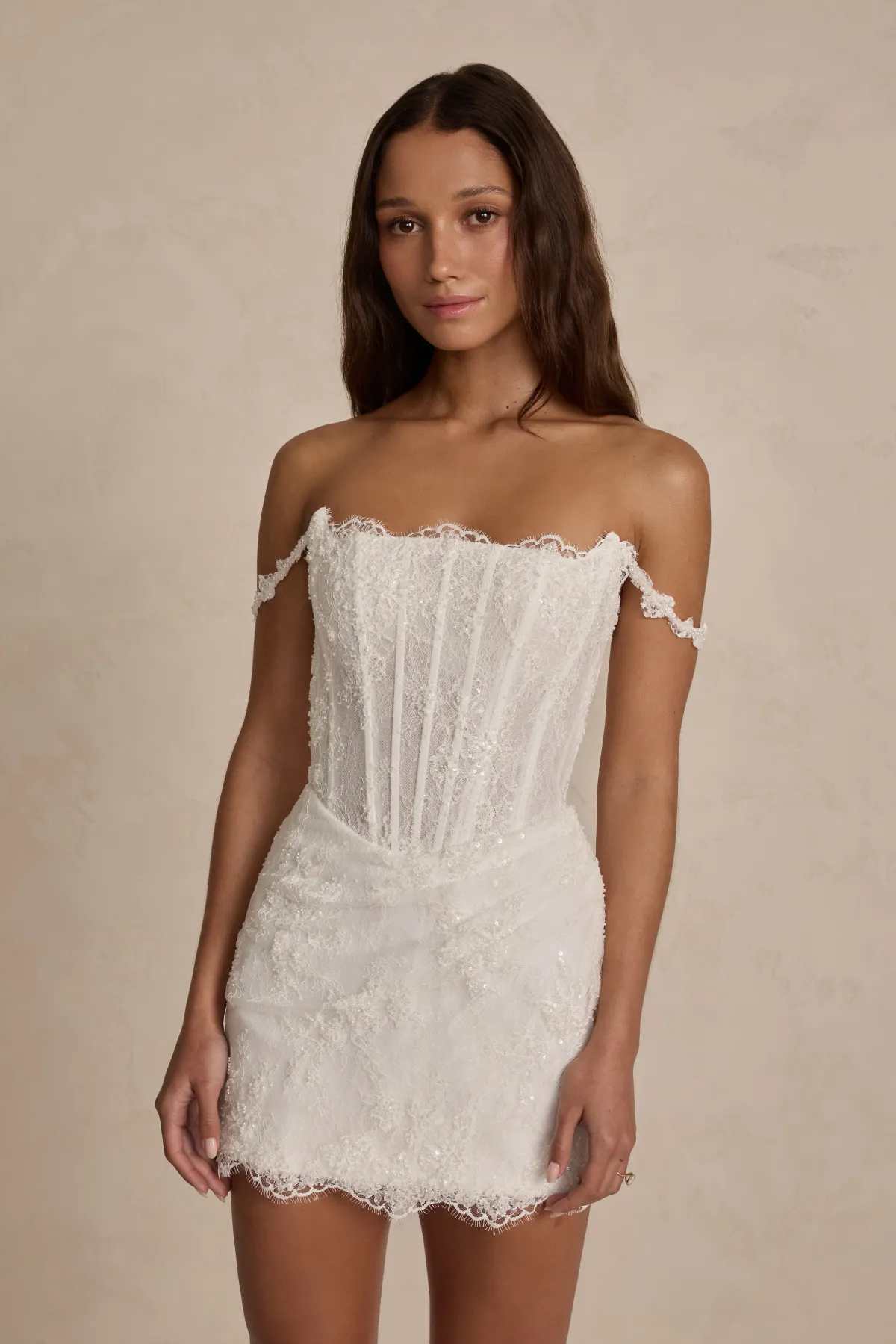 Blair Mini Dress White Size 8 by MWL Bride