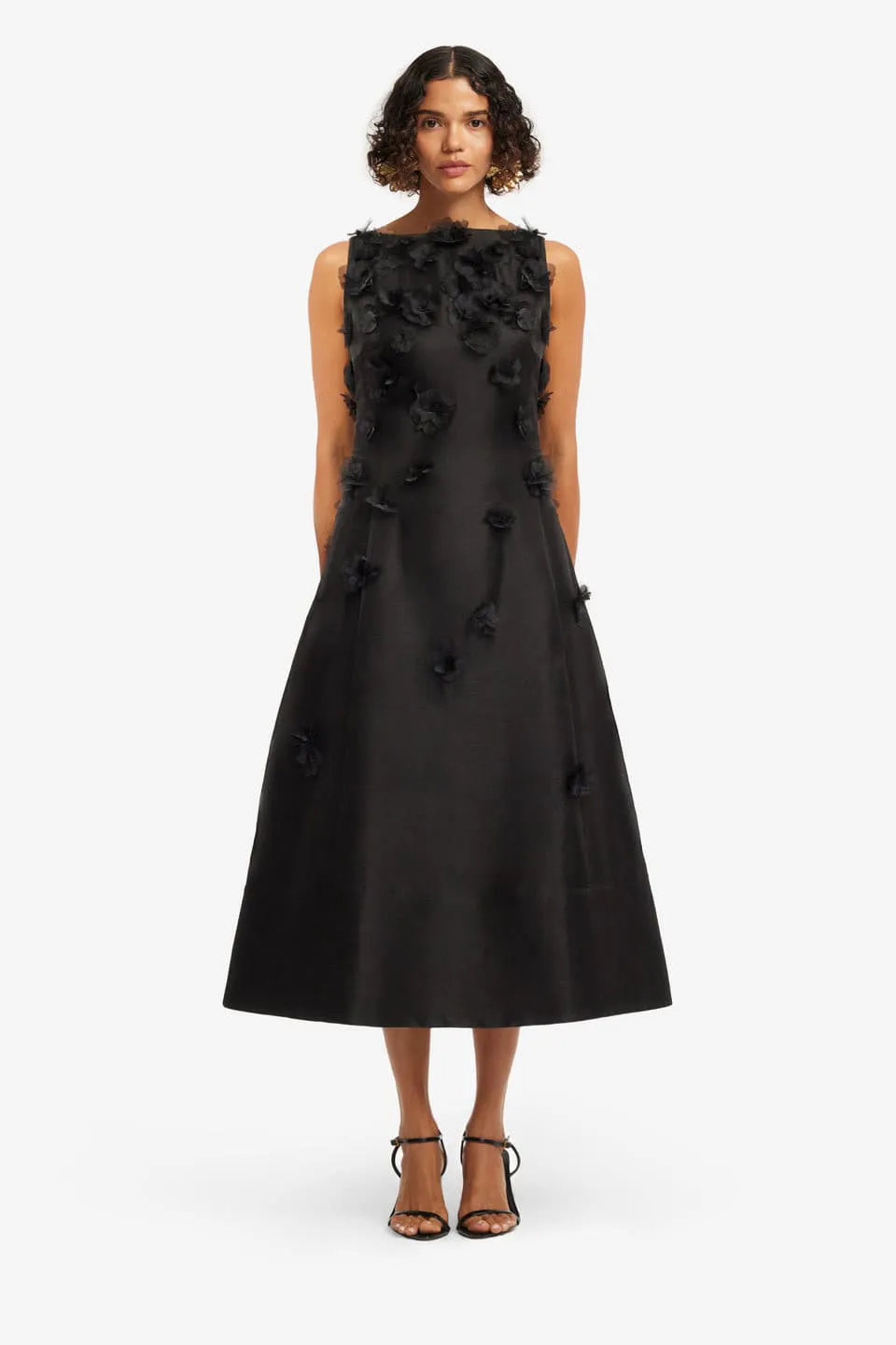 Cleo Midi Dress Petal Black Size 12 & 14 by Leo Lin