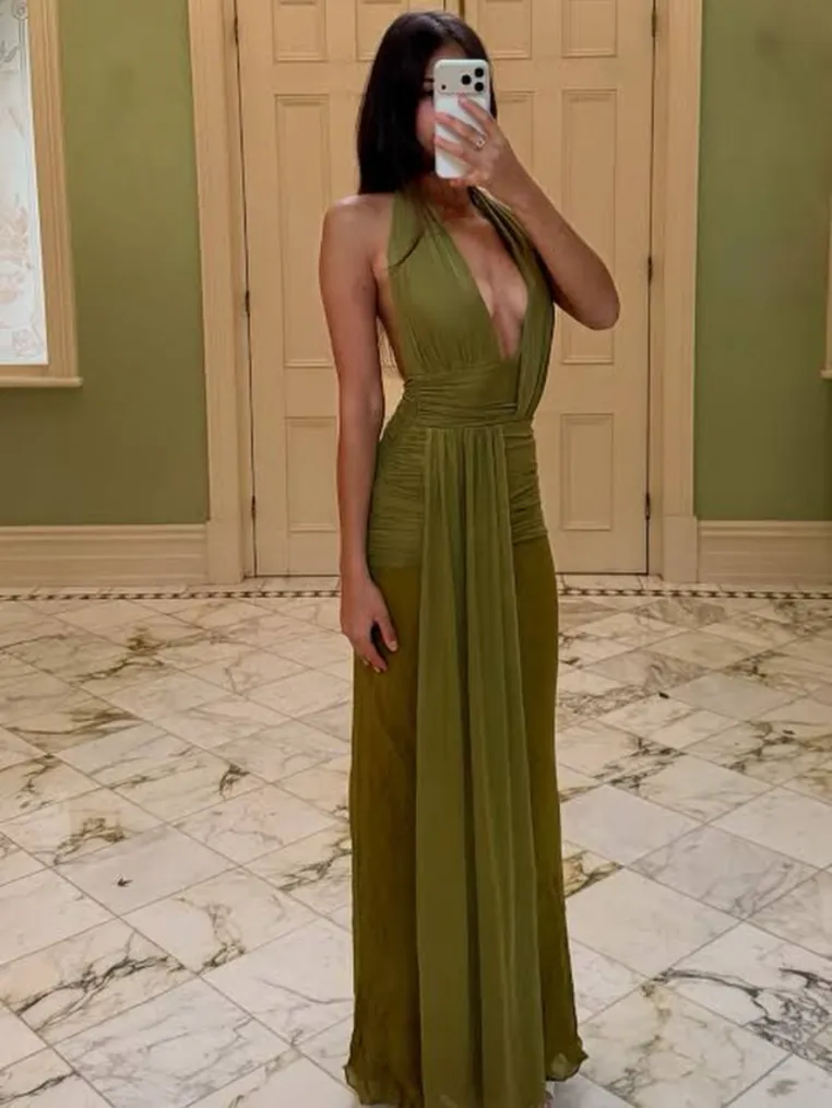 Cassis Drape Maxi Dress Fern Green Size 6 & 8 by Bec & Bridge