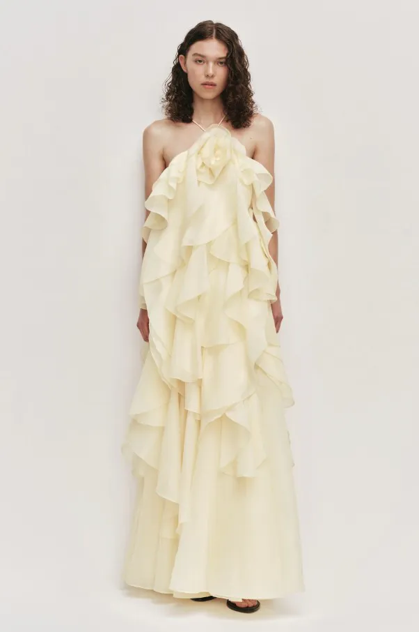 Pandorea Layered Maxi Dress Butter Yellow Size 8 by Aje