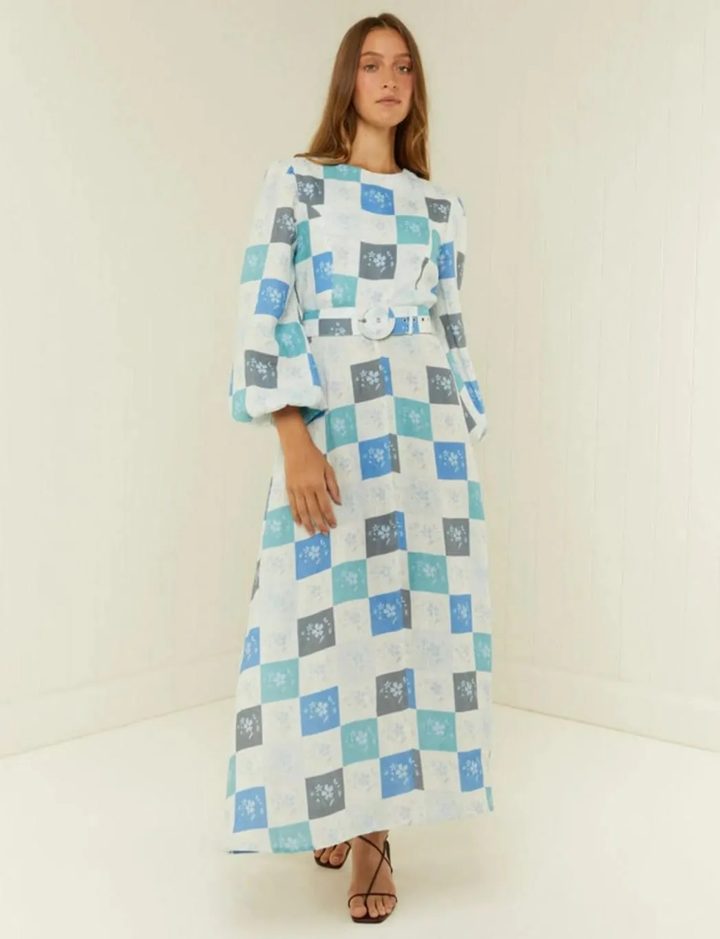 Melrose Maxi Dress Blue Tile & Multi Size 14 by Palm Noosa