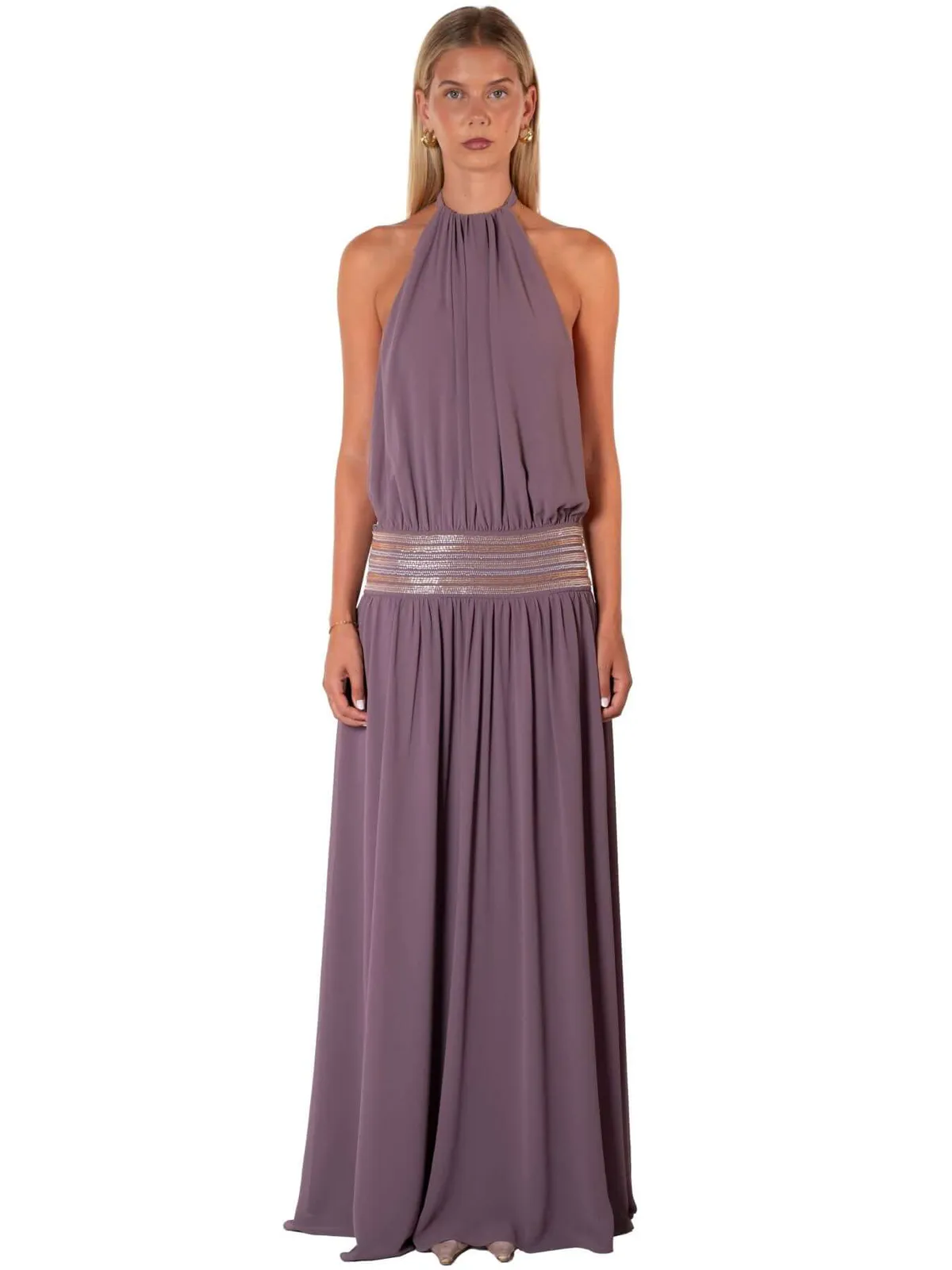 Delphine Halter Maxi Dress Mauve Purple Size 6 & 8 by I Am Delilah