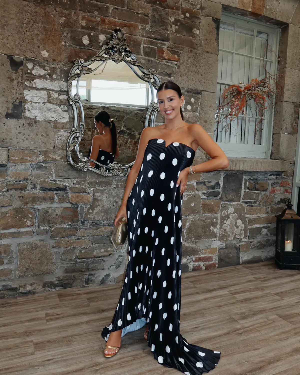 Black Tie Gown Polka Noir Size 8 by L'IDEE