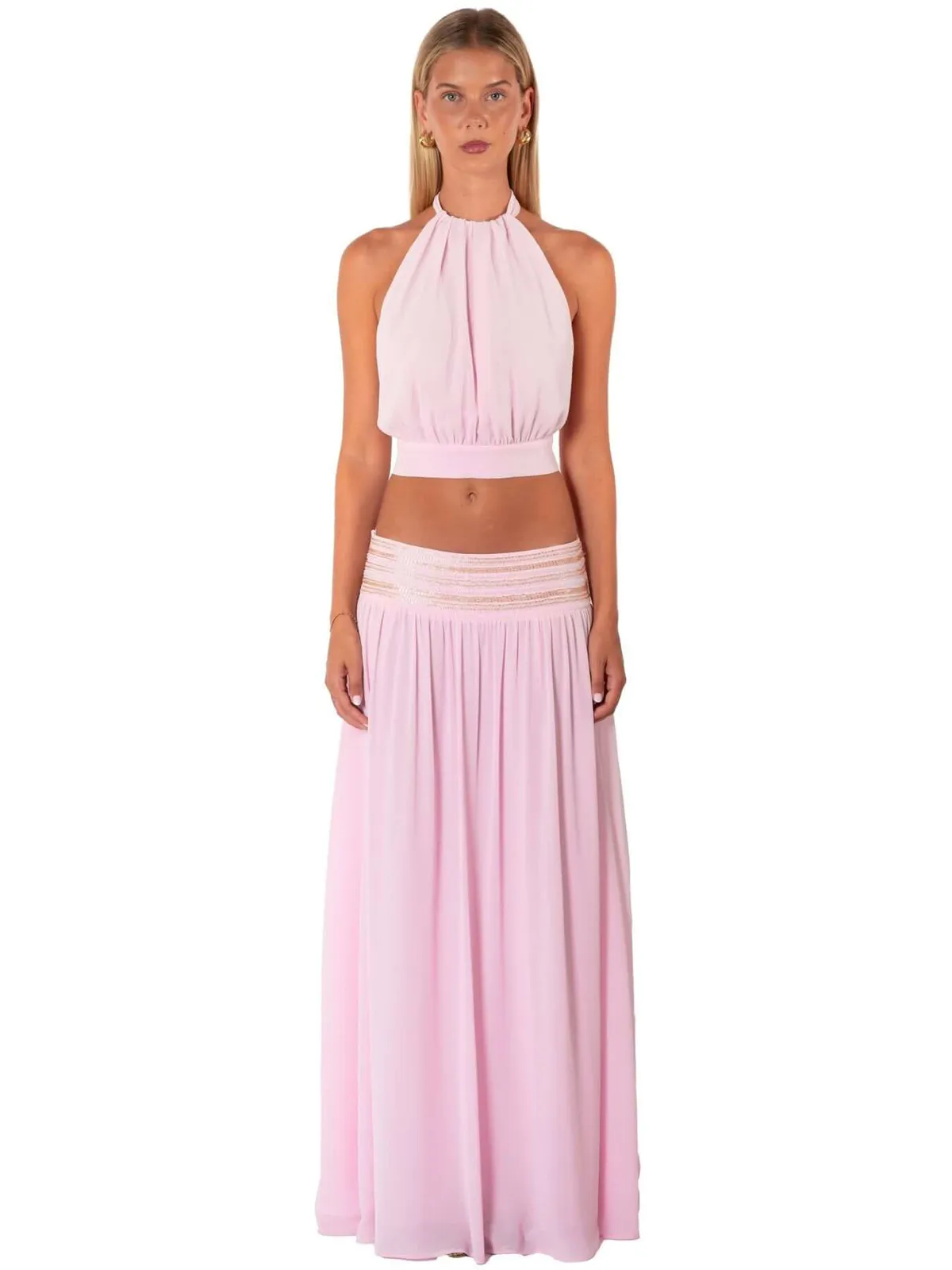 Octavia Halter Top & Maxi Skirt Set Quartz Pink Size 6 & 8 by I Am Delilah
