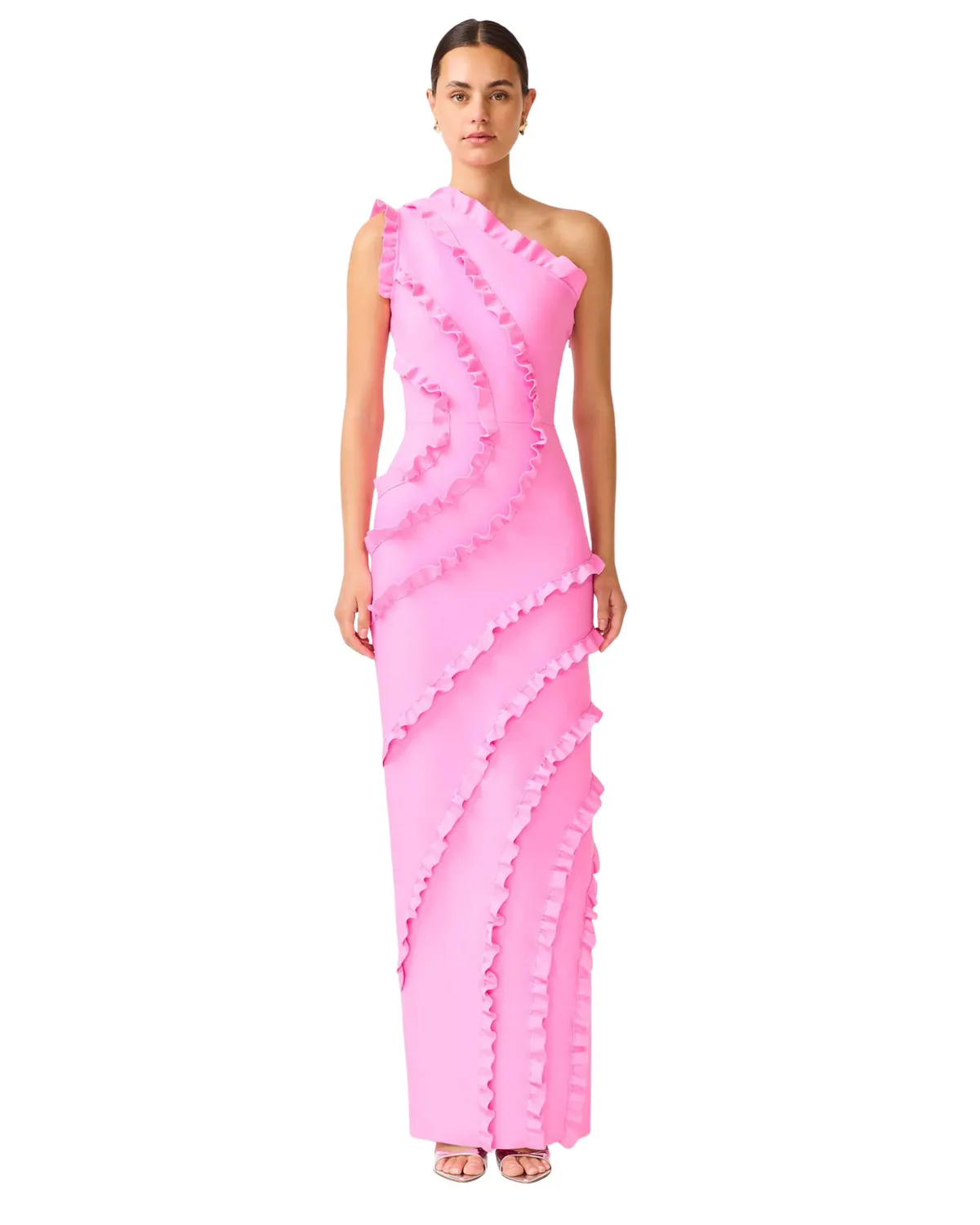 Orelia Asymmetrical Gown Maxi Dress Pink Size S / AU 8, M / AU 10 & L / AU 12 by Elliatt