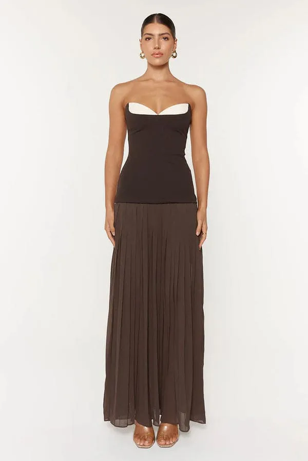 Nicolette Maxi Dress Espresso Brown Size XS / AU 6 & S / AU 8 by She Is Olla