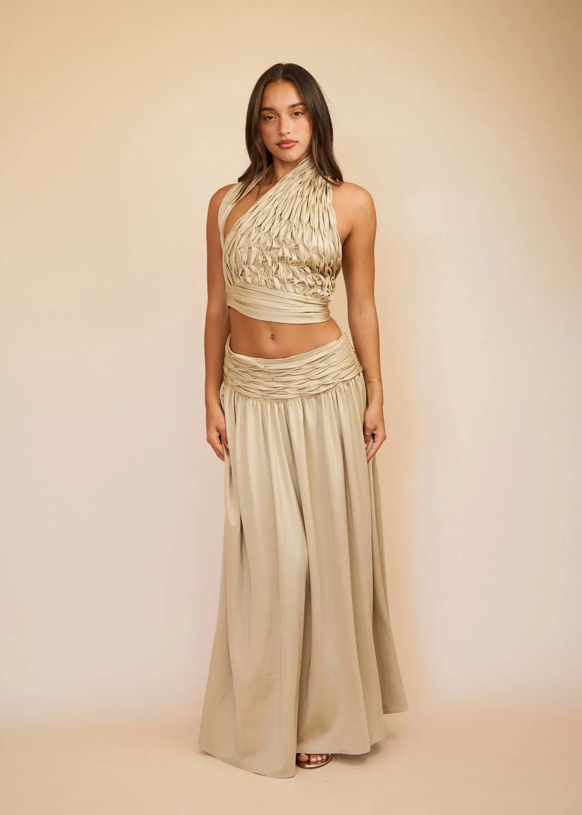 Cora Top & Calypso Maxi Skirt Set Gold Size XS / AU 6 & S / AU 8 by Koster Kulture