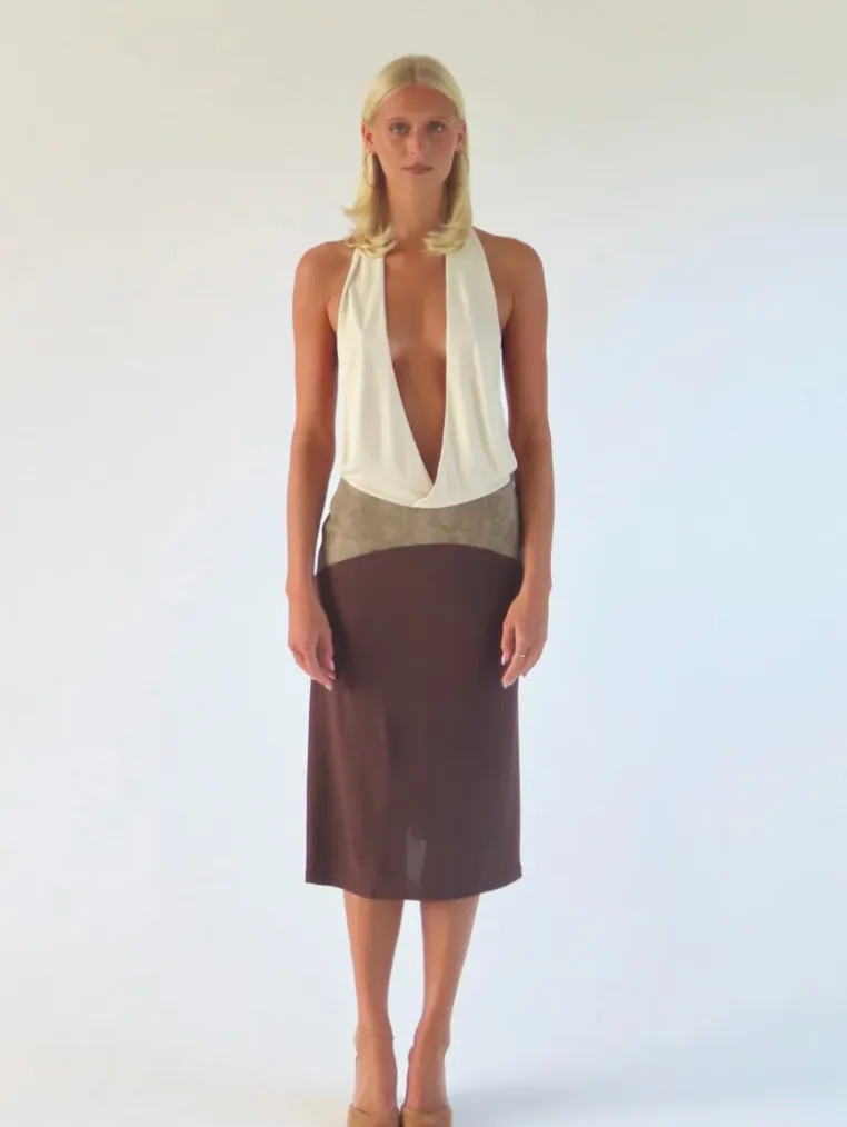 Suni Midi Dress Camel Brown Size XS / AU 6 & S / AU 8 by SOLAMUSA