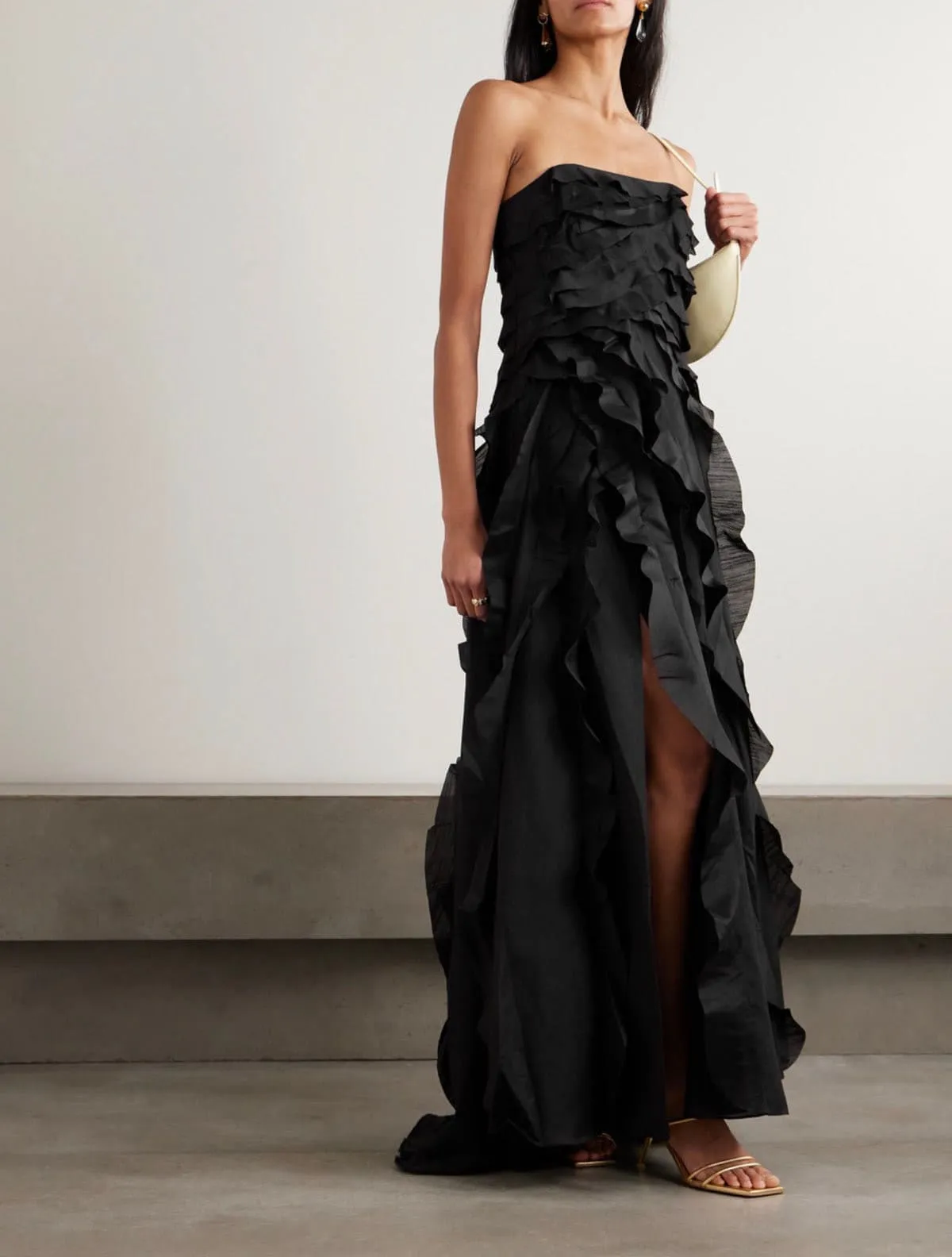 Allairie Ruffle Maxi Dress Black Size 6 & 8 by Aje