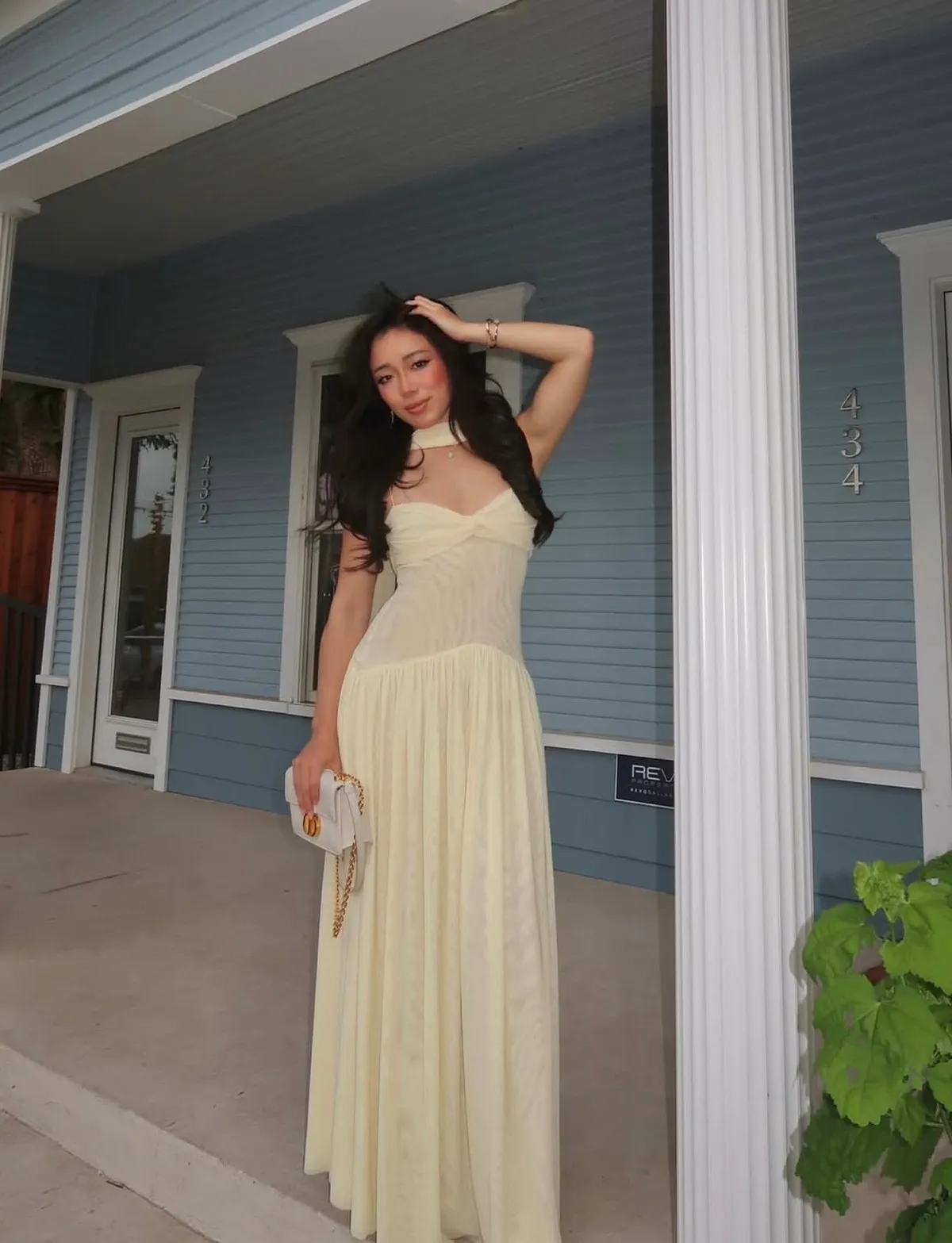 Muse Mesh Halter Gown Dress Butter Yellow Size S / AU 8 by COCOSIN