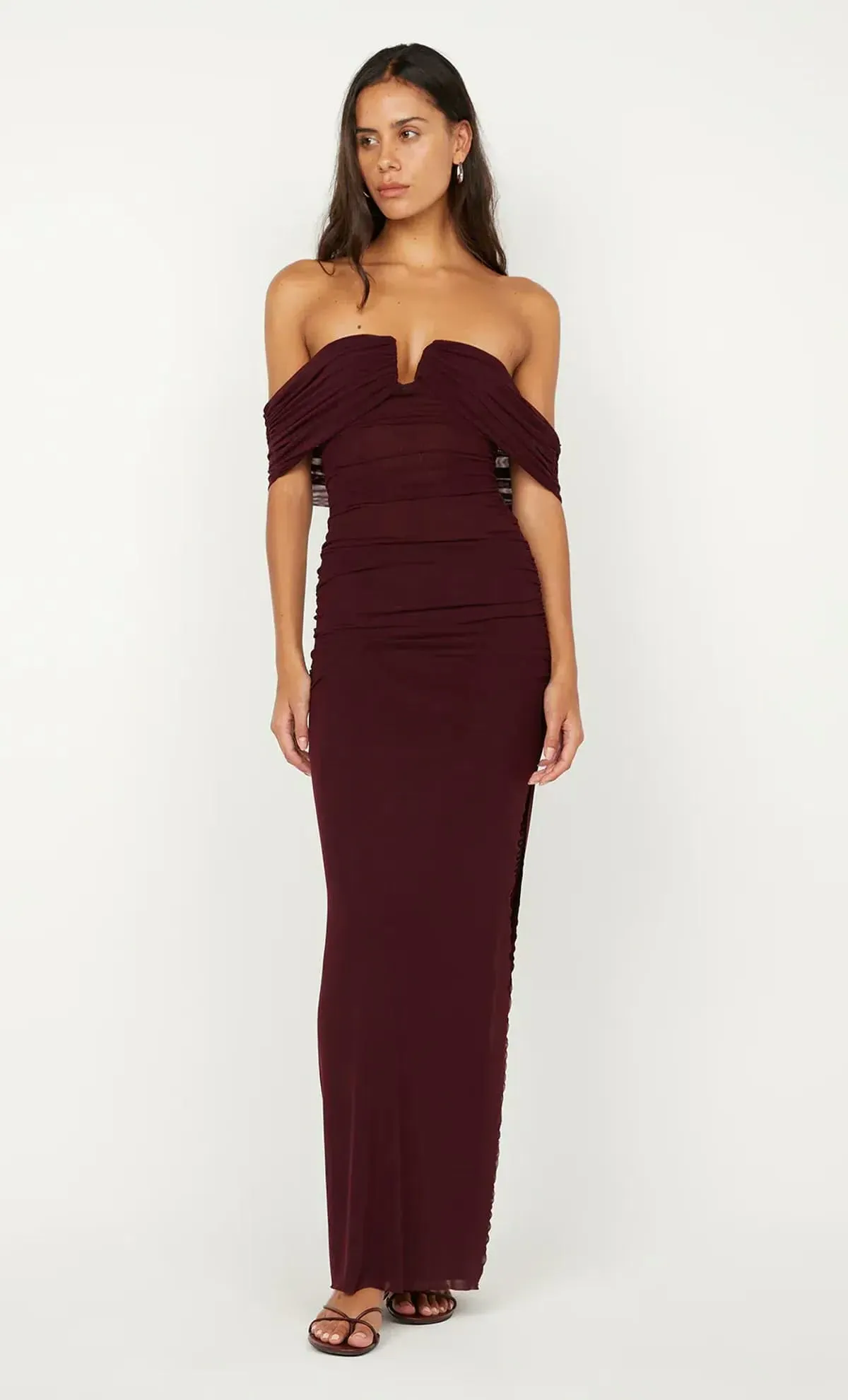 Poppy Gathered Maxi Dress Plum Brown Size 8, 10 & 12 by Bec & Bridge