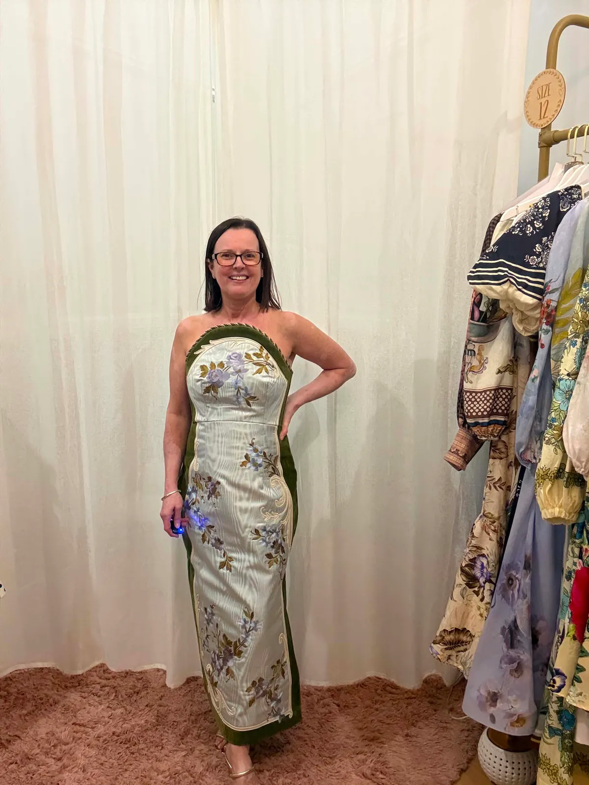 Odessa Embroidered Midi Dress Green & Multi Size 10 & 14 by Alemais