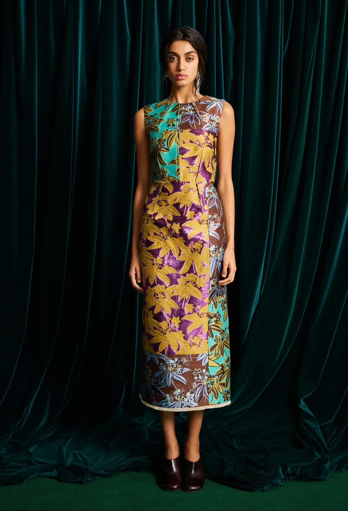 Bodie Jacquard Gown Midi Dress Multi & Print Size 8 by Alemais