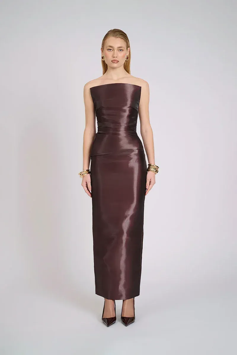Tatum Dress Chocolate Brown Size M / AU 10 by Eliya The Label