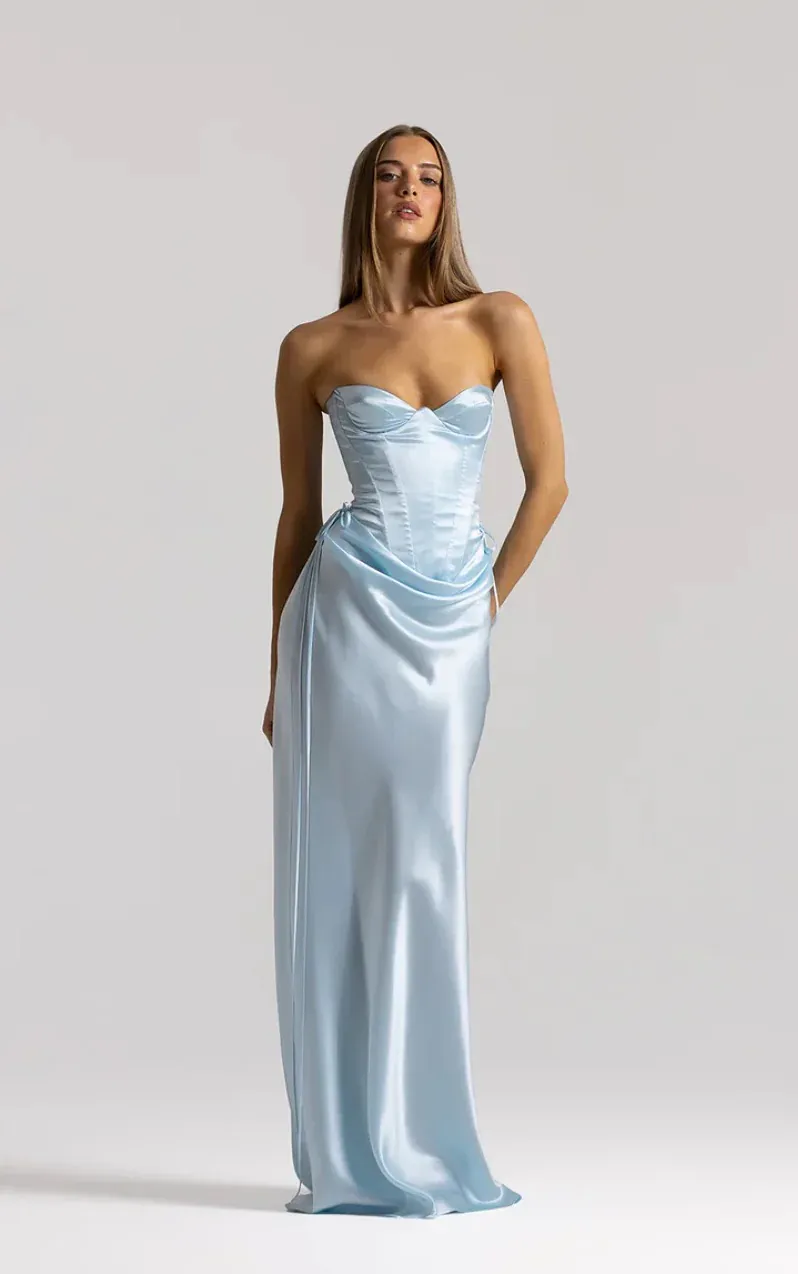 Elina Bustier & Evelyn Maxi Skirt Set Ice Blue Size 0 / AU 6 & 1 / AU 8 by Natalie Rolt