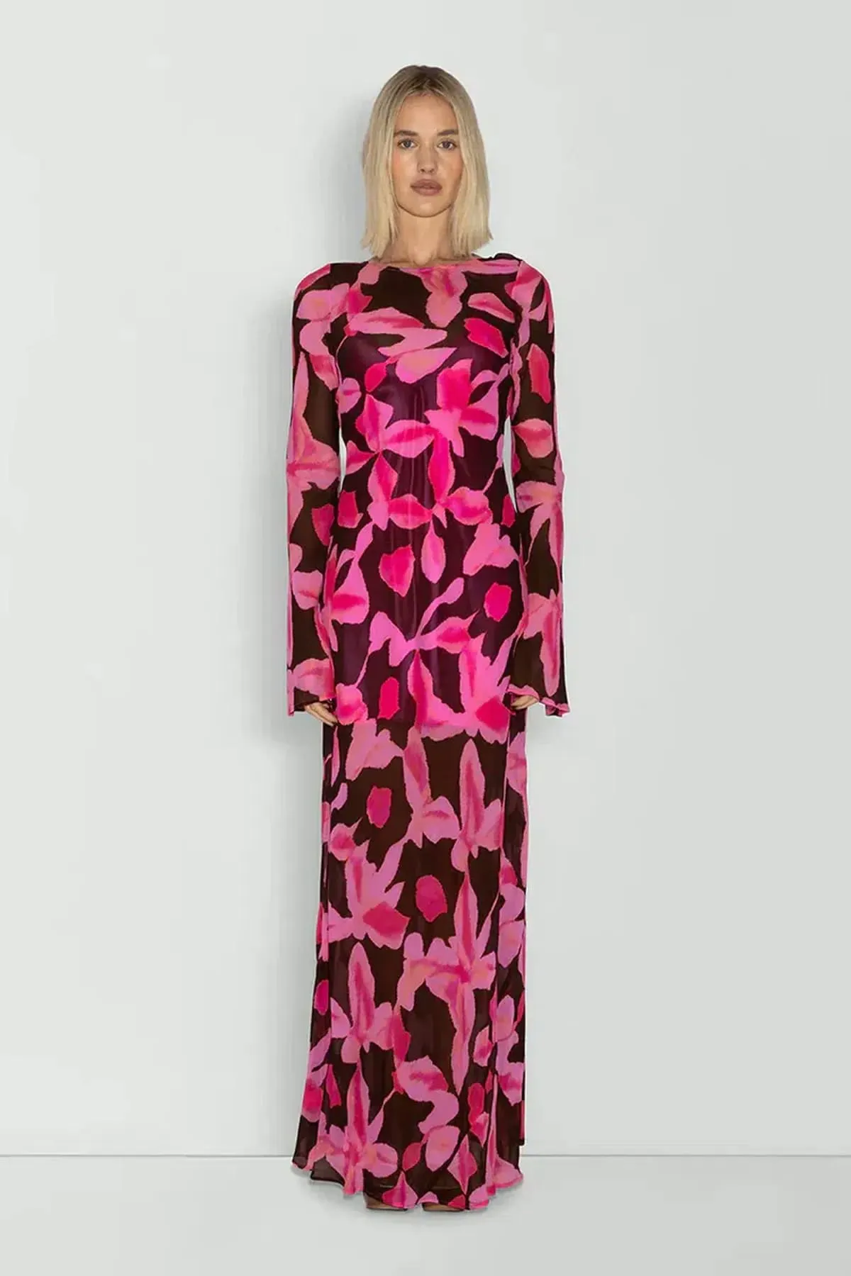 Lottie Maxi Dress Pink & Black Size 6 by The Wolf Gang