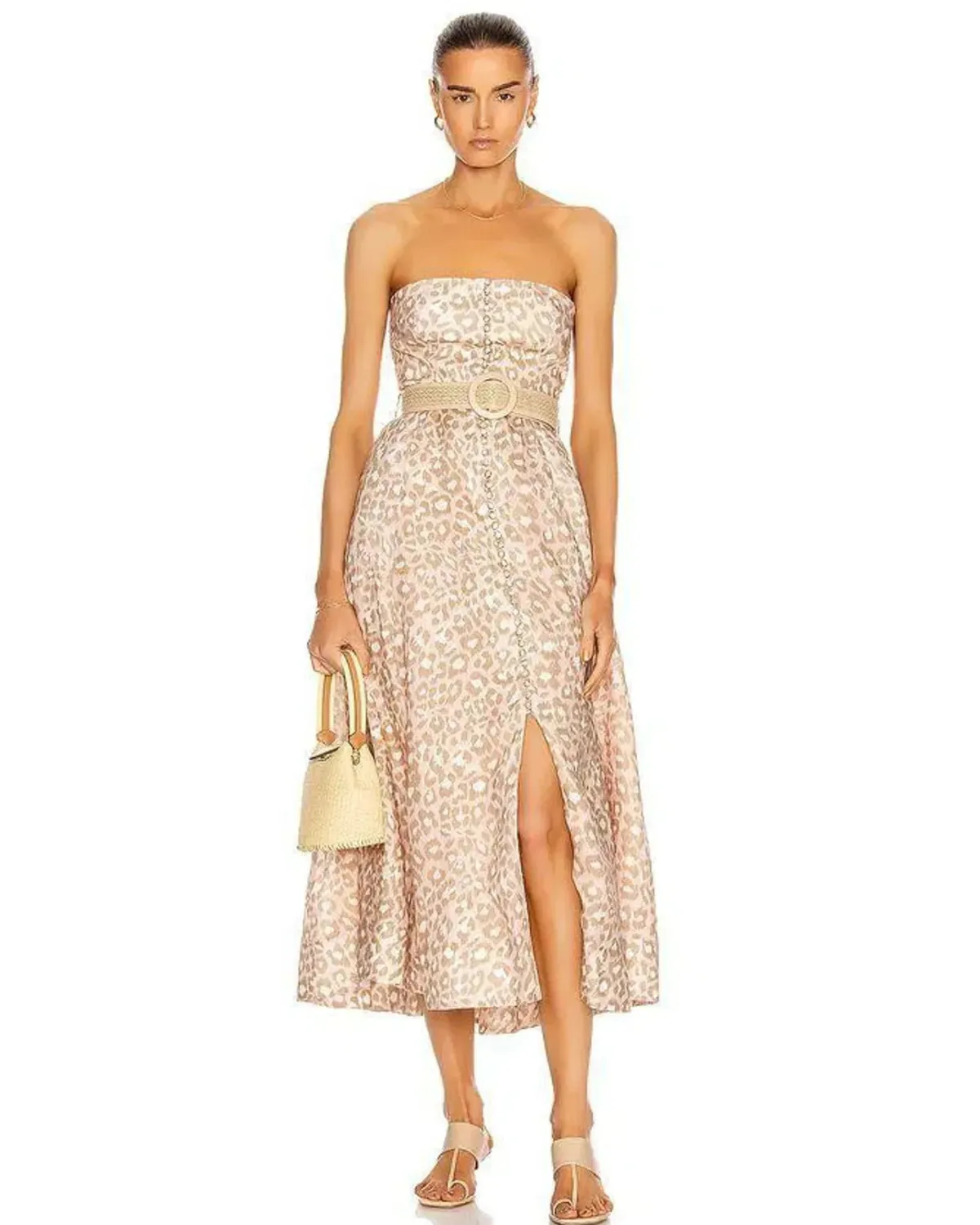 Carnaby Bustier Midi Dress Muted Leopard Print Size 3 / AU 14 by Zimmermann