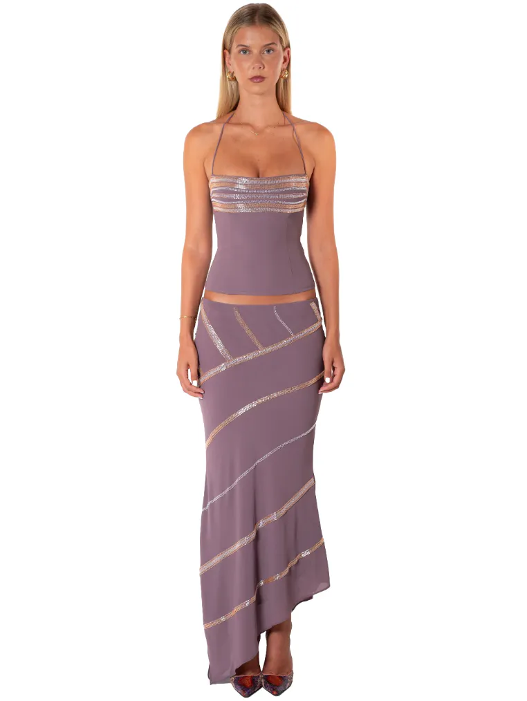 Ines Corset & Ines Midi Skirt Set Mauve Purple Size 8 by I Am Delilah