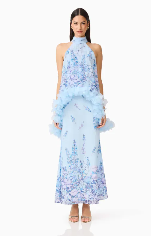 Tulsia Floral Cape Maxi Dress Light Blue Size S / AU 8 by Elliatt