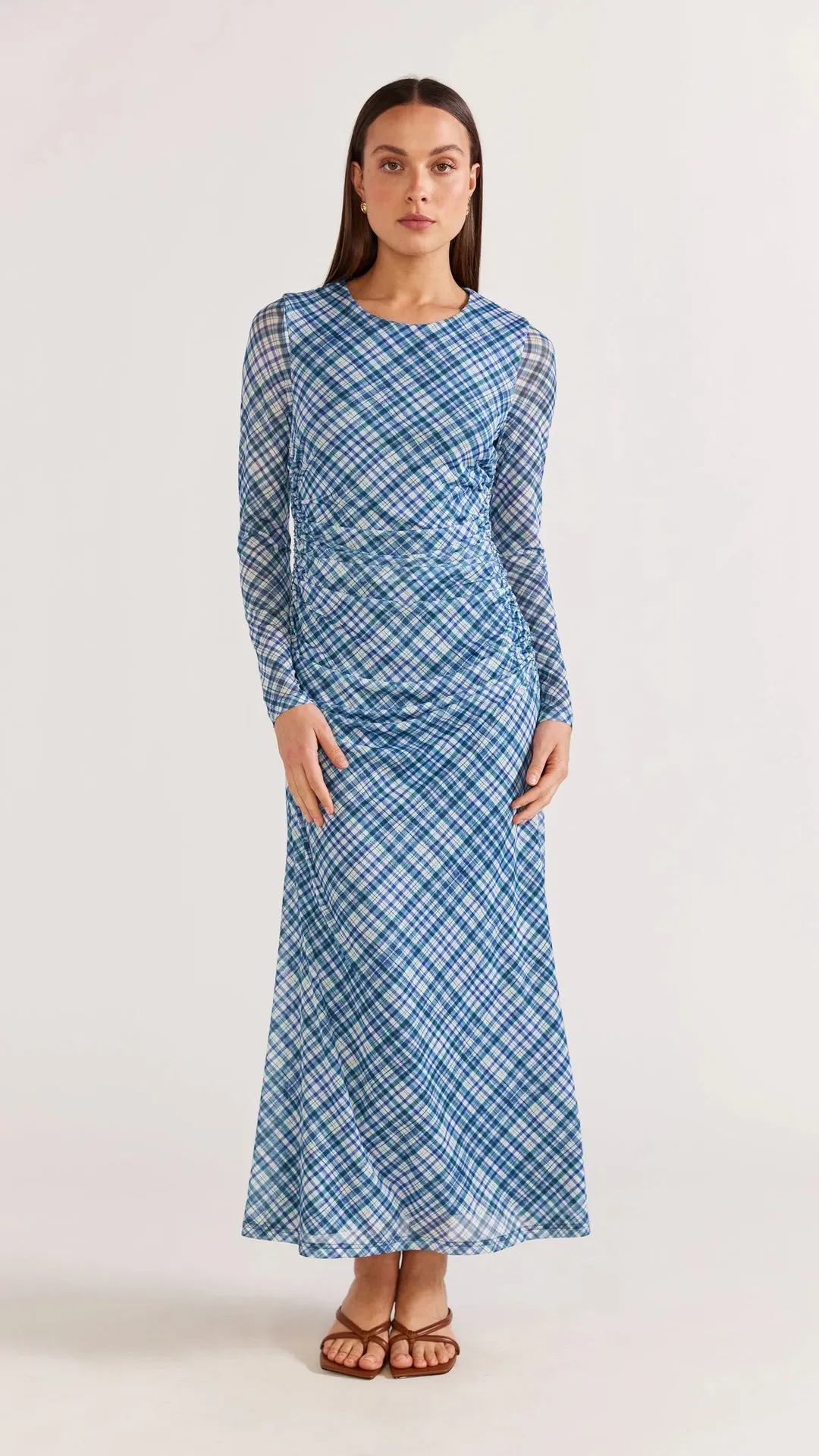 Heaton Mesh Midi Dress Size Blue Size 10 by Staple The Label