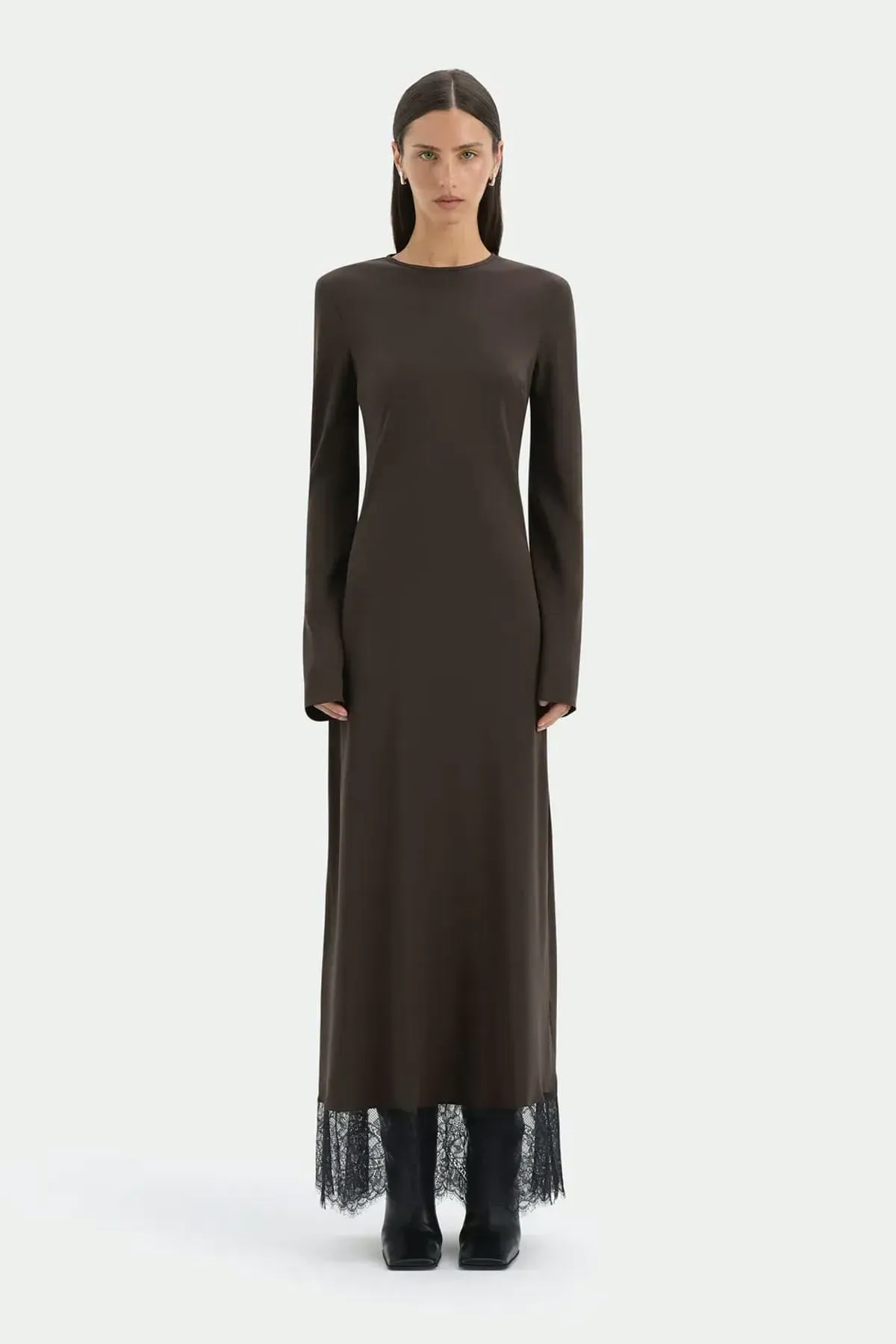 Aries Long Sleeve Gown Maxi Dress Brown Size 1 / AU 8 & 3 / AU 12 by SIR