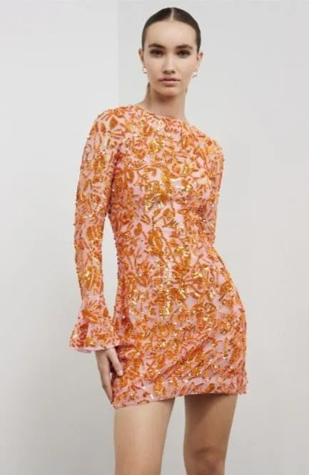 Lupita Mini Dress Orange & Pink Size 4 / AU 14 by Rachel Gilbert