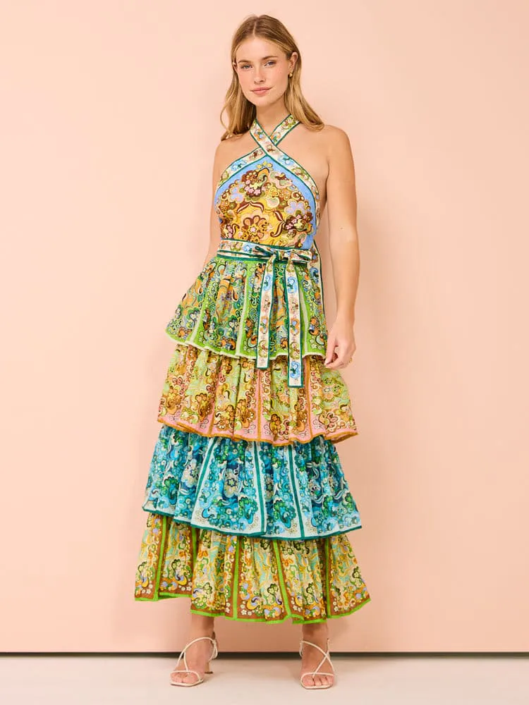 Dreamer Tiered Midi Dress Multi Size 8 by Alemais