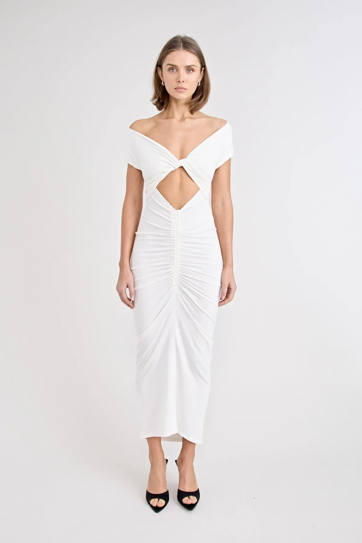 Ramos Midi Dress Off White Size 10 & 12 by Pfeiffer