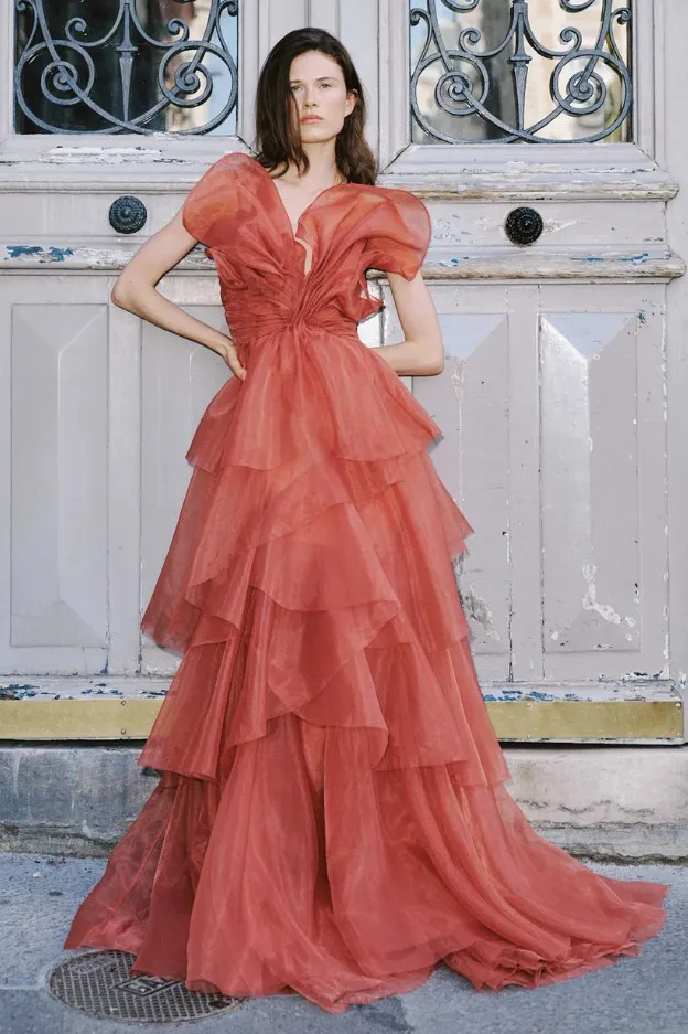 Vionette Gown Maxi Dress Rust Orange Size 8 by Aje