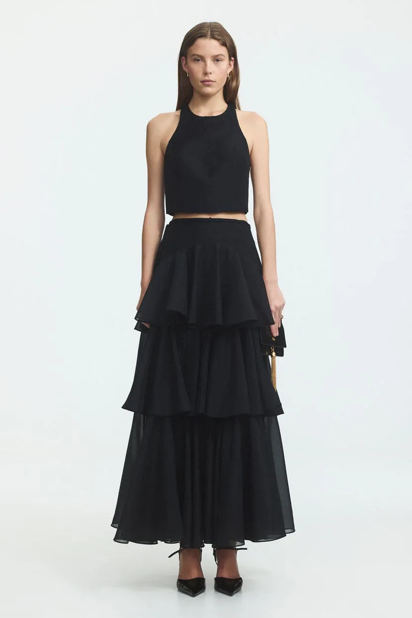 Radiate Pleated Top & Maxi Skirt Set Black Size 8 & 10 by Aje