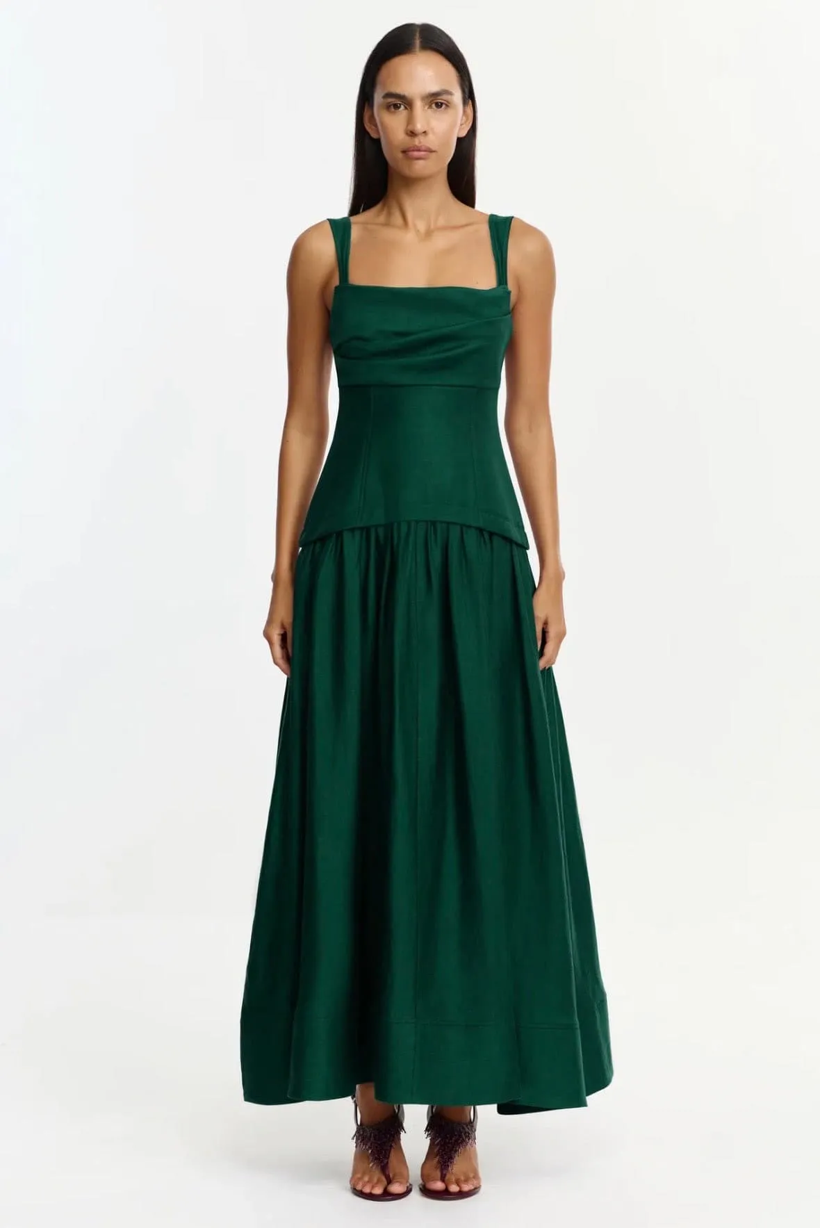 Reeve Maxi Dress Deep Emerald Green Size 12 by Acler
