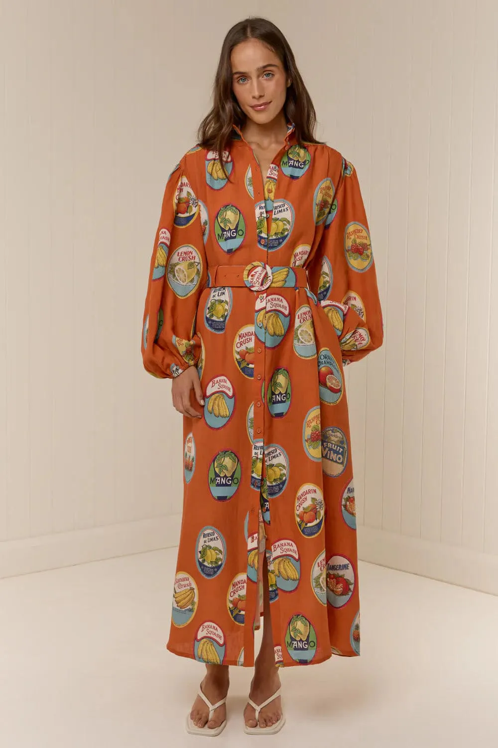 Noddy Maxi Dress La Fruta Orange & Print Size 10 by Palm Noosa