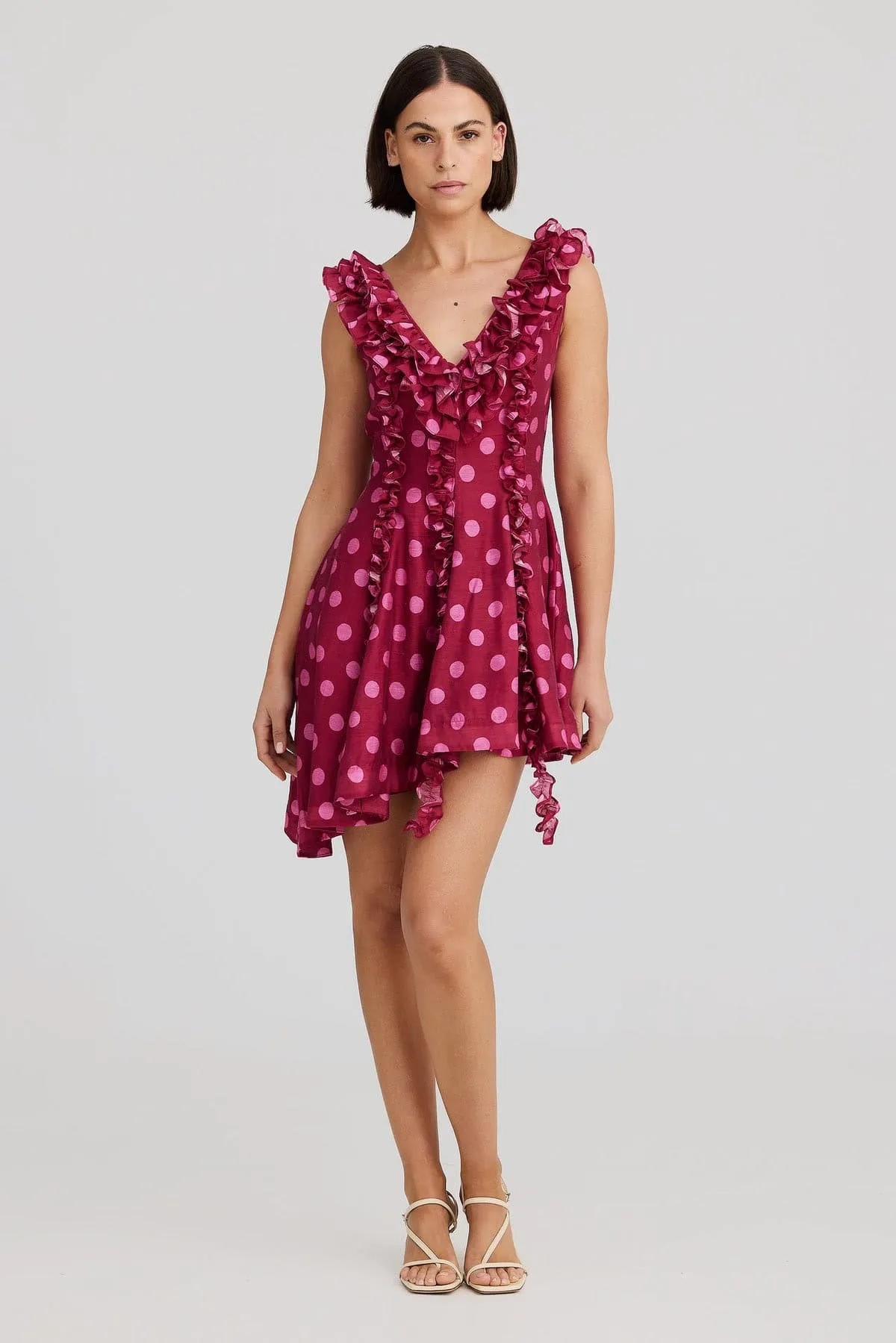 Bianca Mini Dress Redcurrent Dot Red & Pink Size 10 & 14 by Aston Studio